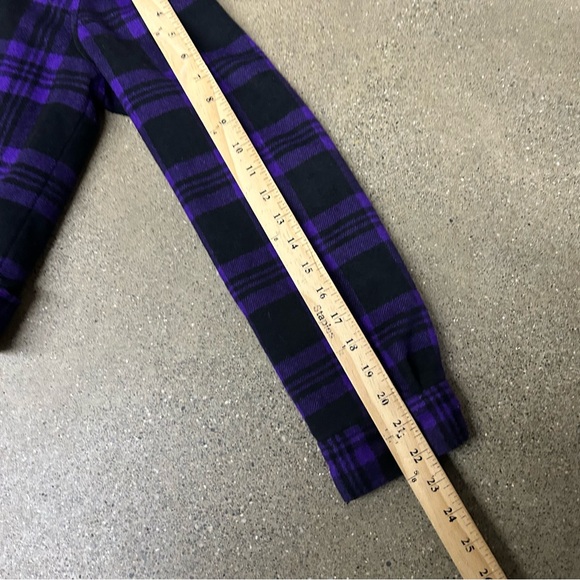 Aeropostale Bomber Jacket Womens Large Purple Faux Fur Collar Y2K Plaid Emo Goth - Picture 7 of 9